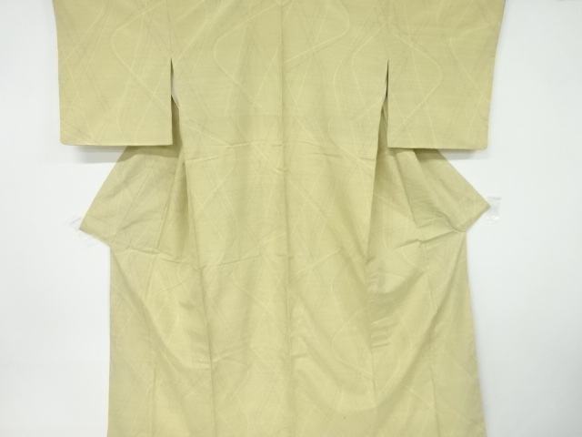 アンティーク　線描き模様織出し十日町紬着物